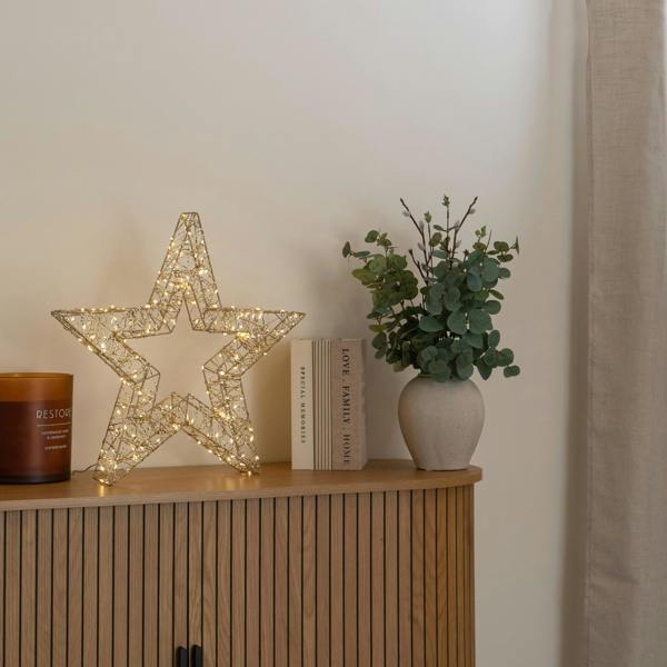 Samuel Alexander 50cm Gold Light Up Christmas Star with 240 Warm White LEDs & Timer