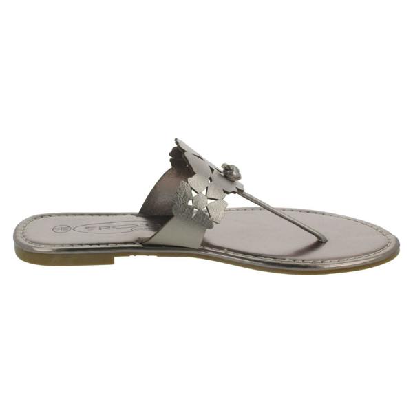 Spot On Ladies Spot On Flat Toe Post Sandal With Flower Design