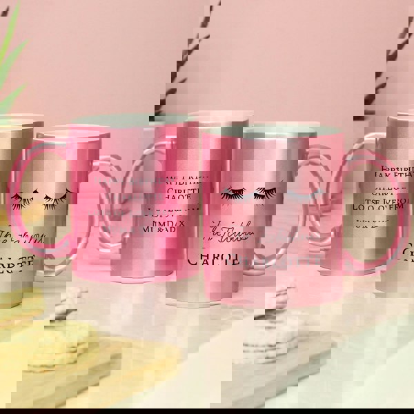 Personalised Memento Company Personalised Eyelashes Pink Glitter Mug