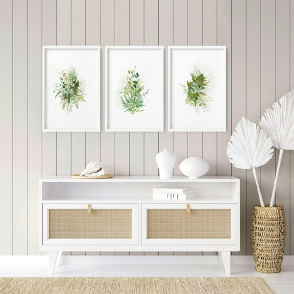 Botanical art prints | set of 3 wall art for living room