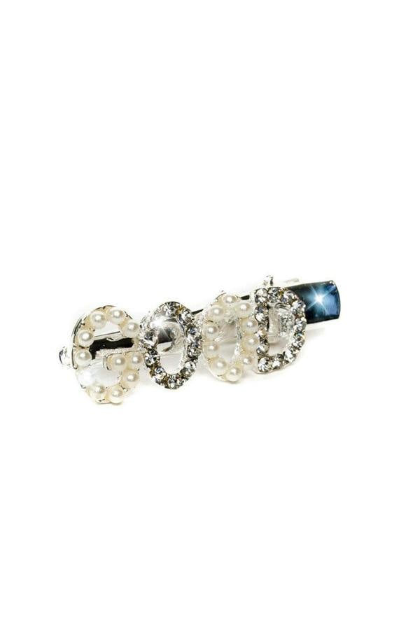 Chelsy Slogan Diamante And Pearl Hair Clip - Assorted
