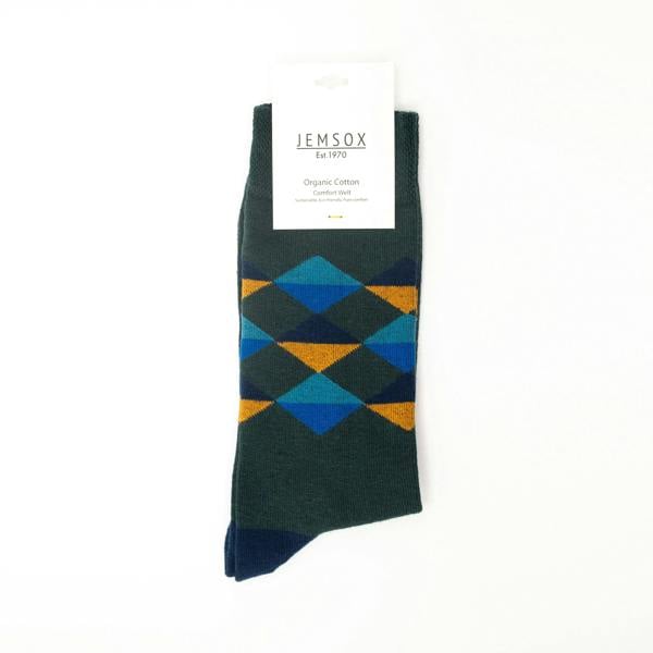 Jemsox Multi Diamond Pattern Organic Cotton Mens Socks | Comfort Welt Top