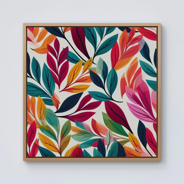 Warren Reed Bright Leaves Pattern Framed Canvas