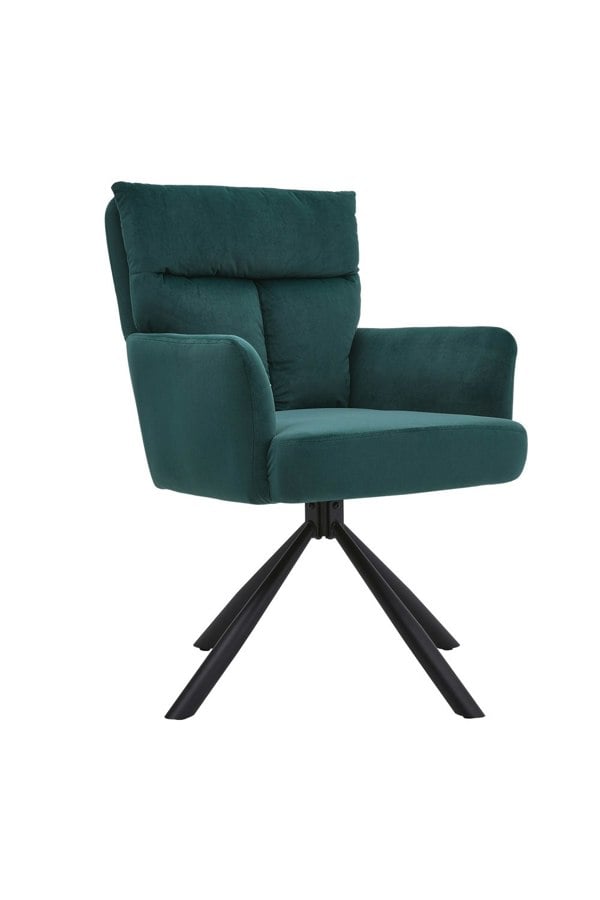 Living and Home Modern Green Upholstered Swivel Armchair with Black Legs