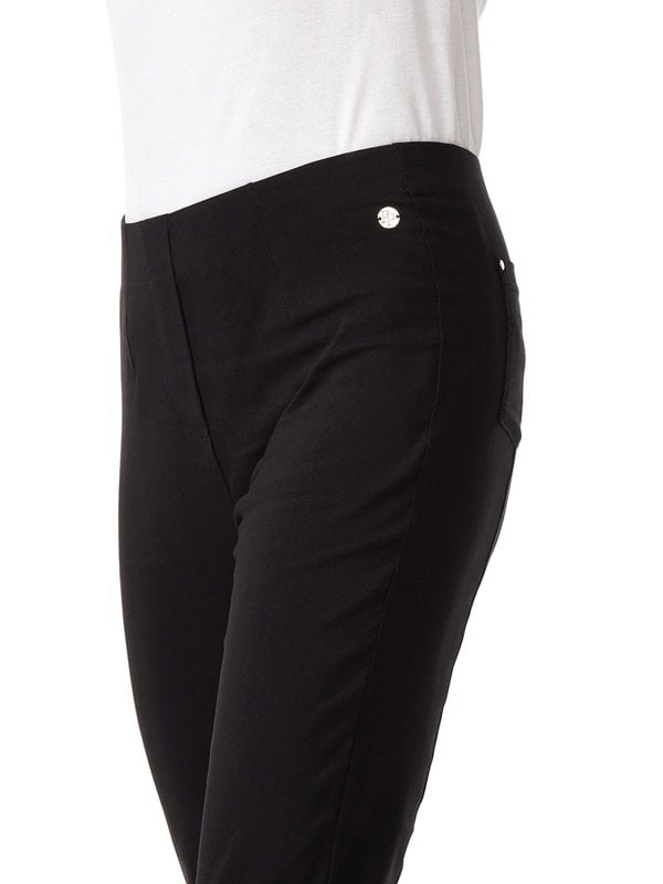 PennyPlain Cropped Bengaline Ankle Grazer Trousers - Black