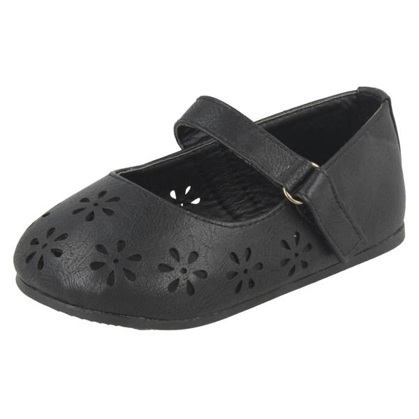 Spot On Girls Spot On Flat Ballerina Shoes with Cut Out Flower Detail