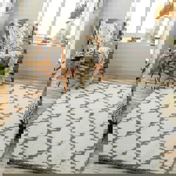 Livabliss Cloudy Shag-Modern Ivory Grey Soft Plush Pile Rug