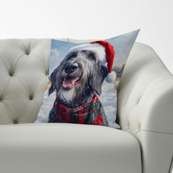 Warren Reed Christmas Irish Wolfhound Cushion