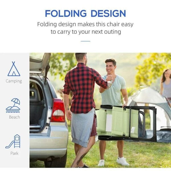 Bobobiy Folding Garden Chairs Set of 2, 5-Position Recliner Camping Chair with High Back, Portable Outdoor Dining Chairs with Headrests, Green
