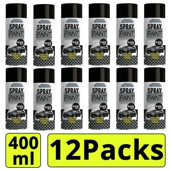 Carpride 12X Matt Black Car Spray Paint 400ml