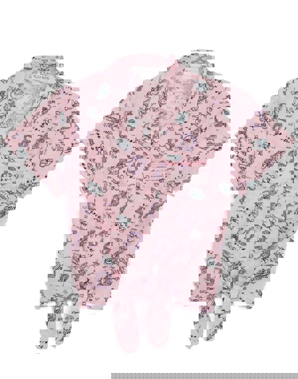 Friends Girls Pink Central Perk Logo Aop Short Sleeve Long Leg Pyjama Set