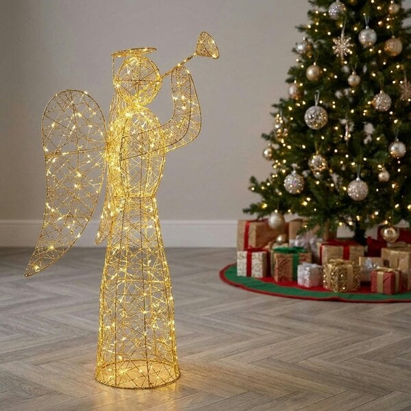 Garden Greatness Lit Golden Elegance Twist Angel