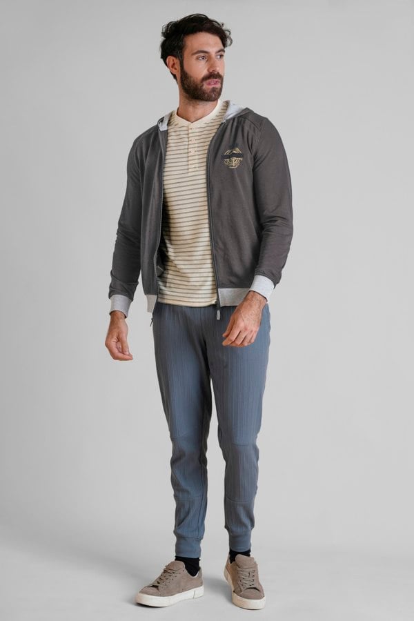 ENORSIA Men's Full Zip Contrast Hoodie