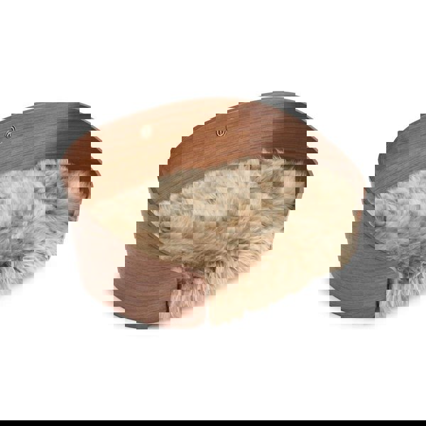 Pet Bed Walnut Wood/Taupe Sheepskin