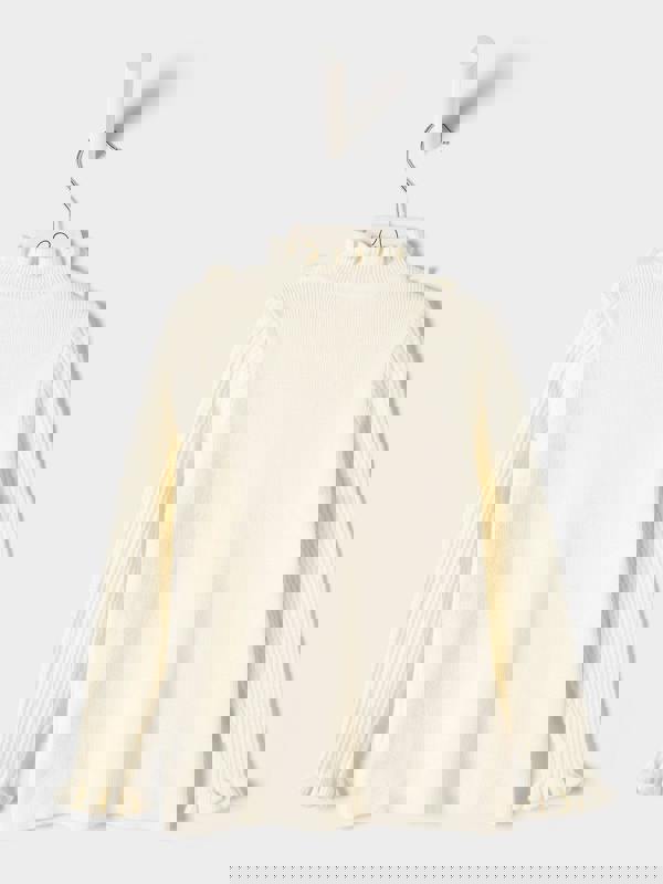 GWD Girls Faye Knitted Top Ruffle Neck  Rib Jumper Available in Black and Cream