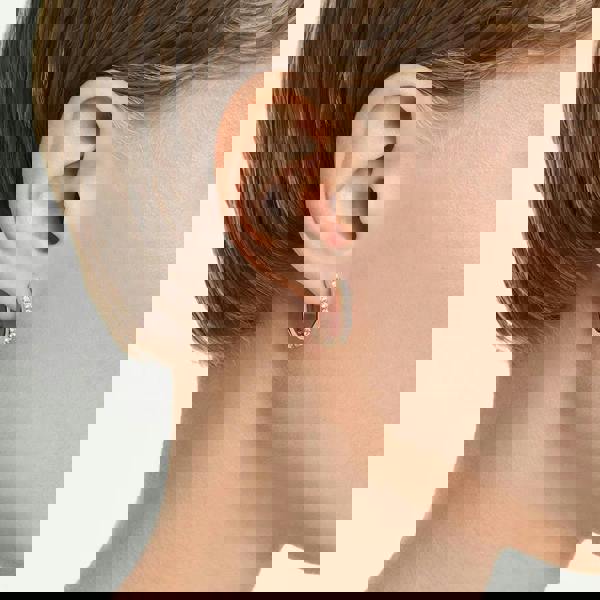 Swarovski Dextera Rose Gold Tone Crystal Hoop Earrings 5743798