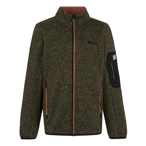 Regatta Childrens/Kids Newhill Full Zip Fleece Jacket - Olive Night/Pumpkin Spice - 