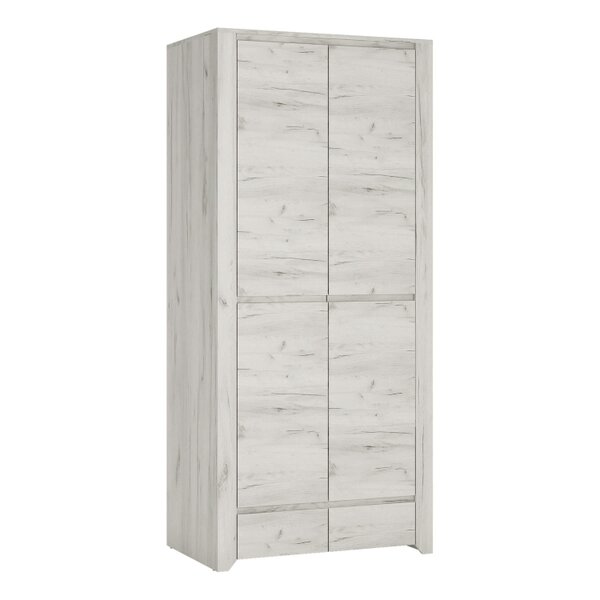 Wyld Haus Norwich Aged Effect Soft Grey Wood Veneer Fitted Wardrobe 2 Door 2 Drawer