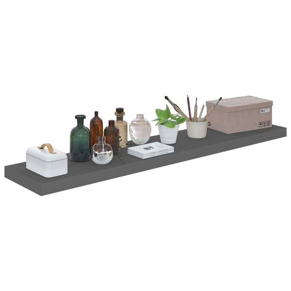 Berkfield Floating Wall Shelves 4 pcs High Gloss Grey 120x23.5x3.8 cm MDF
