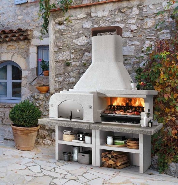 Palazzetti Gargano 3 Masonry Barbecue with Wood Fired Oven and Grey Worktop