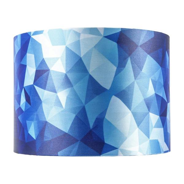 Designer Geometric Satin Fabric Round Lamp Shade with Tones of Blue Image 4