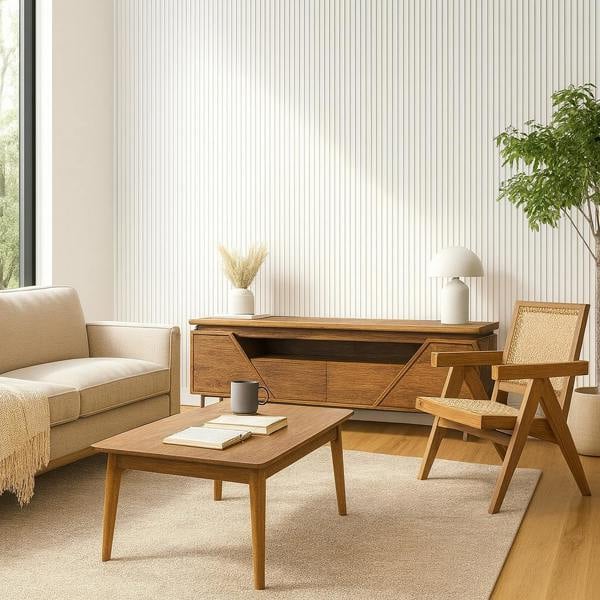 Panel Haus Colour White Acoustic Slat Wall Panel - 240cm x 32cm (2 pack)