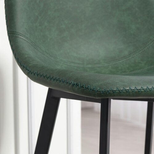 Wyld Haus Noso Tane Set Of 2 Green Faux Leather Upholstered Dining Bar Stools