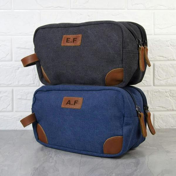 Abode Home & Gifts Personalised Deluxe Denim Wash Bag