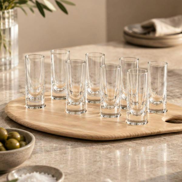 LSA Palette 10-Piece Shot Glass Set with Ash Wood Serving Tray