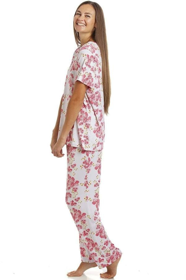 Womens Full Length Floral Print Spandex Pyjama Set