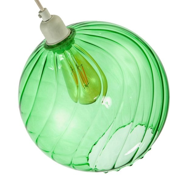 Chic Emerald Green Circular Fluted Glass Ceiling Pendant Light Shade Image 5