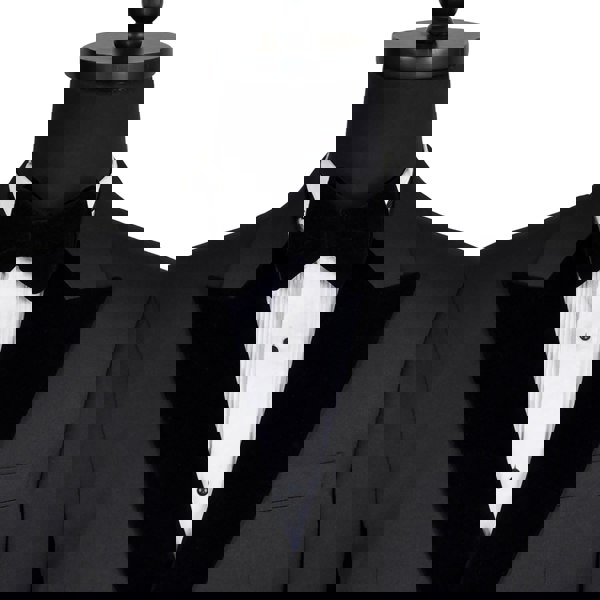 David WeJ Alfredo Cropped Double Breasted Velvet Peak Lapel Tuxedo- Black