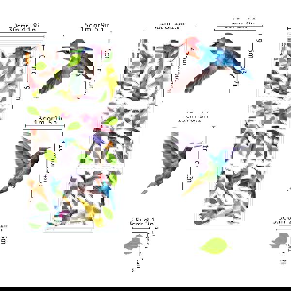 WALPLUS (WSW3002 x 2 PACKs) - Small Hummingbirds Window Clings