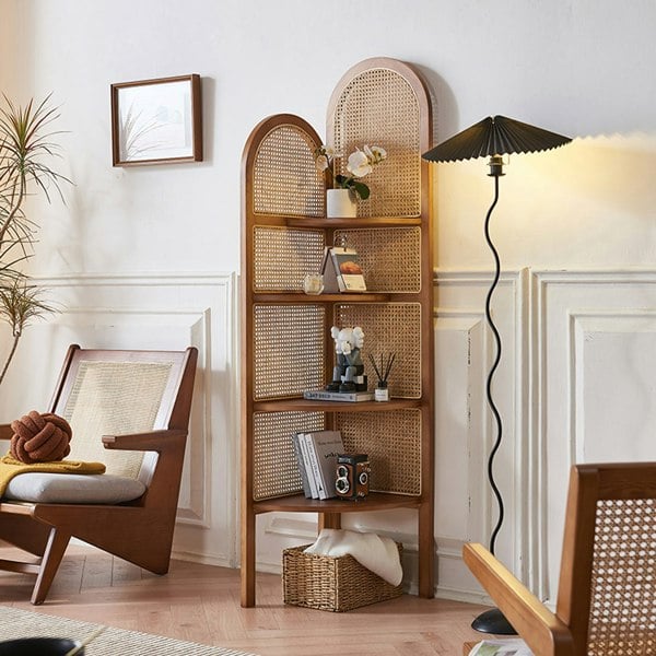 Rit Concept Vicente Triangle Bookshelf, Rattan