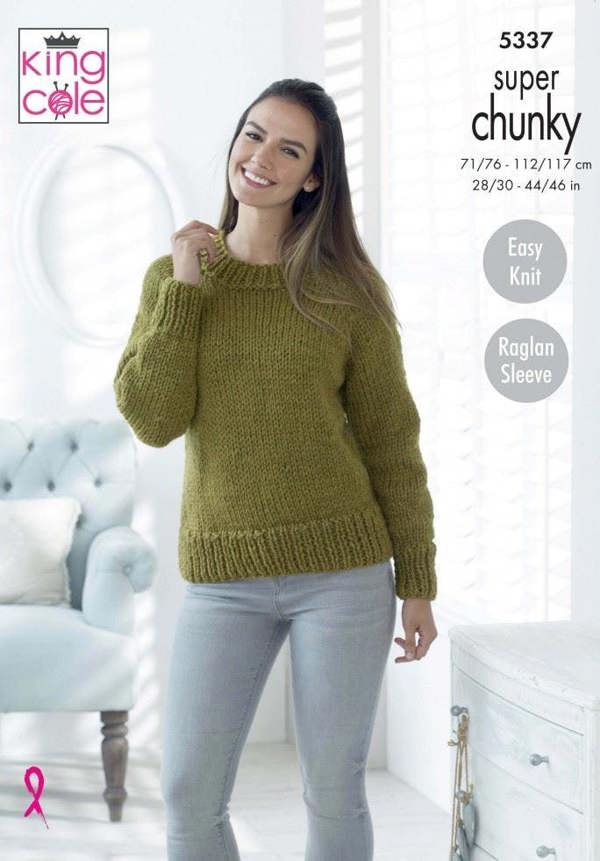 King Cole Big Value Super Chunky Knitting Pattern 5337, Cardigans, Sweaters for Women, 28 - 46 Inches - Easy