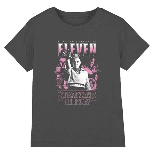 Stranger Things Childrens/Kids Eleven Poster T-Shirt - Charcoal - 