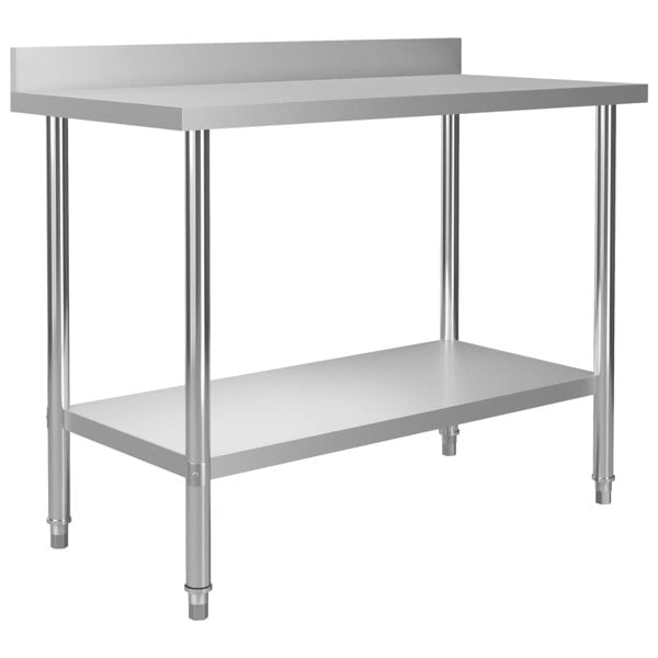Berkfield Kitchen Work Table with Backsplash 120x60x93 cm Stainless Steel
