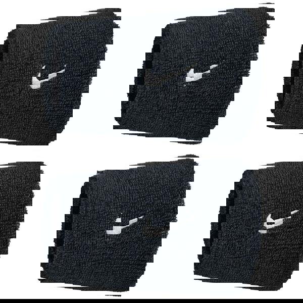 Nike Classic Swoosh Double Wide Wristband (Pack of 2) - Black/White