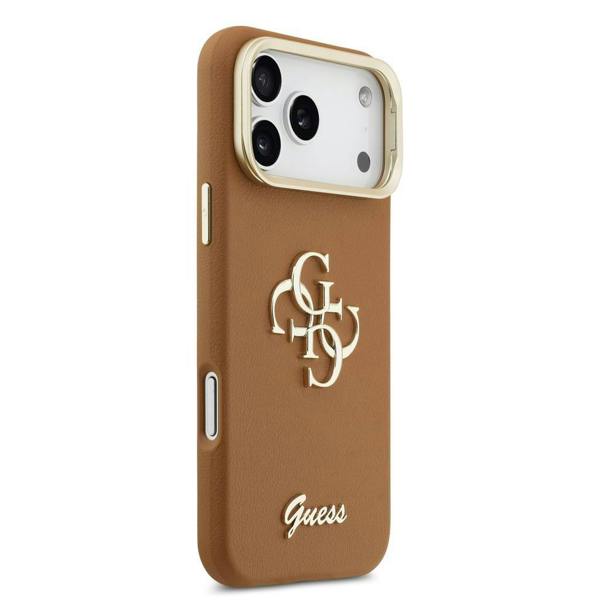 Guess PU Grained 4G Logo Stand Camera Frame Case for iPhone 17 Pro Max 6.9" Black - GUHCP17XPCS4GSK