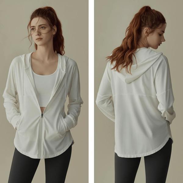 Anniou Hooded Zip Up Fitness Top  UPF 50+