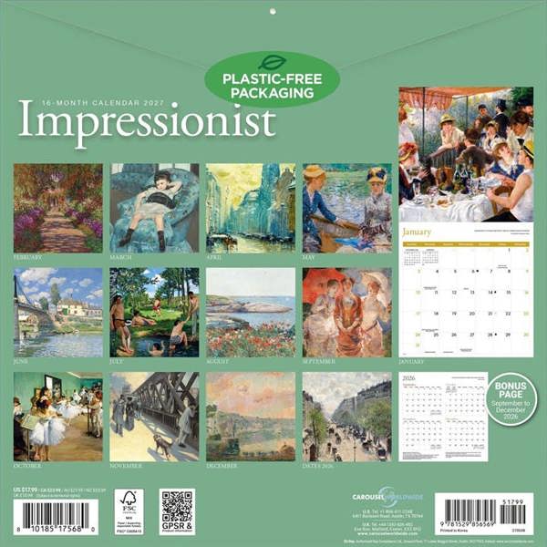 Impressionist Calendar 2027, Wall Calendars, Month To View, Art, Gift