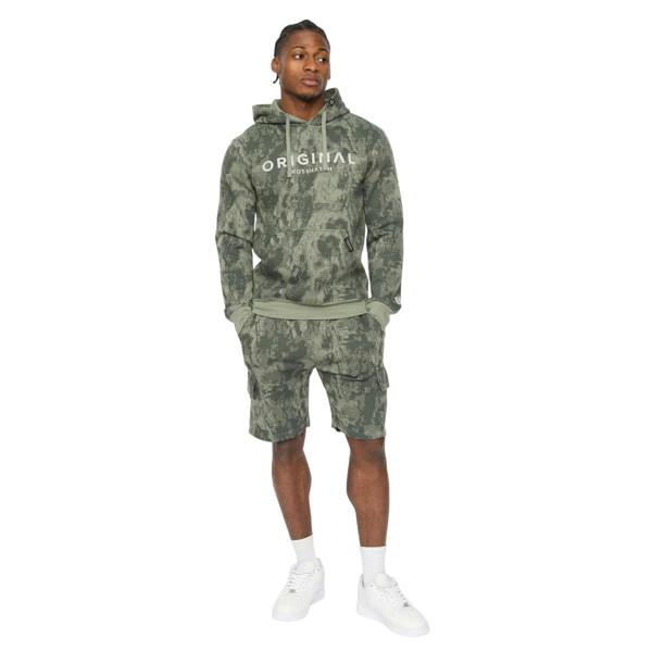 Crosshatch Mens Bardon Camo Cargo Shorts - Olive Camo - 