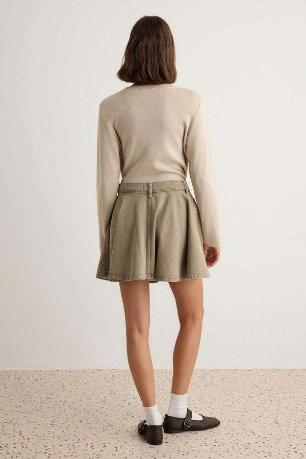 High Waist Ruffle Detail Mini Skirt