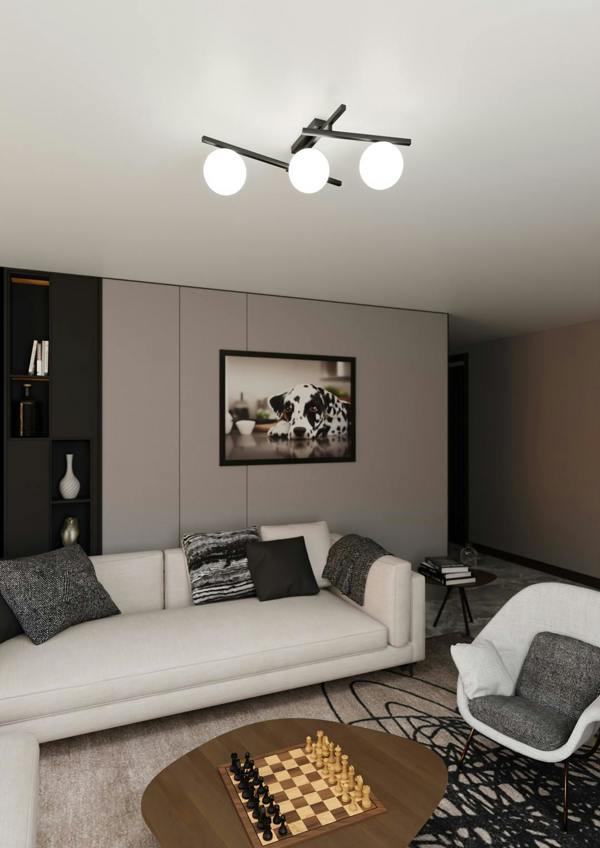 Emibig SMART Ceiling lamp  3 x E14 Black with White Shade