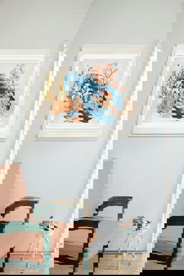 Exceptional Art Pastel Shoreline Lobster & Crab - Cream Hurstwood Frame