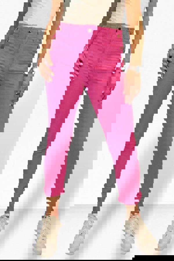 Paulo Due Women's Cropped Denim Trousers with Gold Button Detail