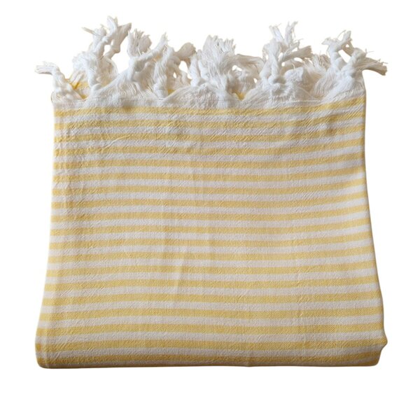 Cotton and Olive Assos Cotton Pack Light Hammam Towel - Yellow on White