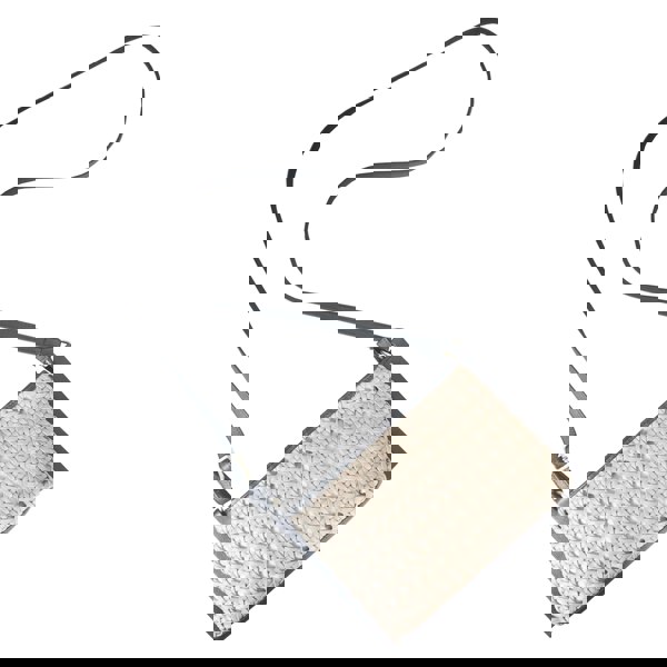 Assots London 'LEATHER LOOM' Light Beige & Black Real Leather Woven Crossbody Bag