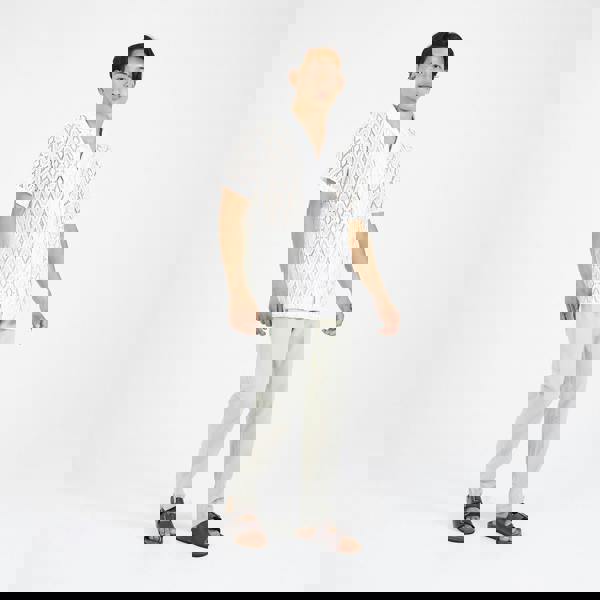 Brave Soul White Geometric Crochet Short Sleeve Shirt - White Image 3