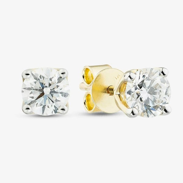T. H. Baker 9ct Yellow Gold 1.00ct Lab Grown Diamond 4 Claw Stud Earrings LGE2534-100AN